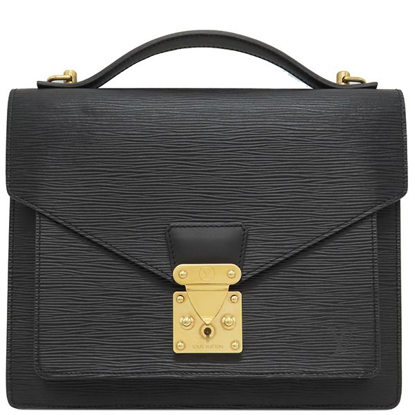 Louis Vuitton 2way Bag Monceau Epi Leather Black Gold Hardware Black Handbag