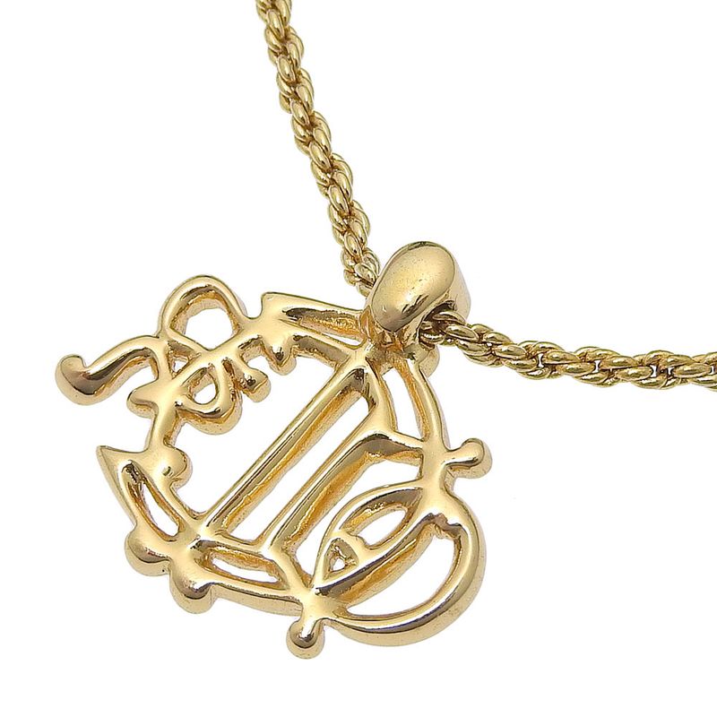 [dior] Christian Dior Emblem Logo Gold Plated X Rhinestone Ladies 11g Necklace