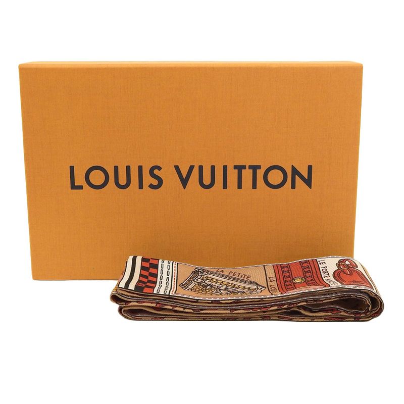 Louis Vuitton Bandeau BB Joudreux M70856 Silk Brown/red Rt0138 Women's Scarf
