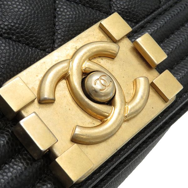 Chanel Shoulder Bag Boy Chanel Mini Chain Shoulder Caviar Skin Black Gold