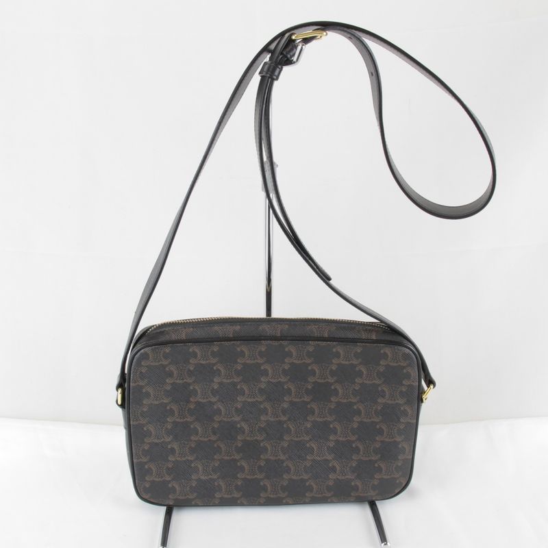 Celine Triomphe Medium Messenger Bag Shoulder Bag Ladies Brown High Brand