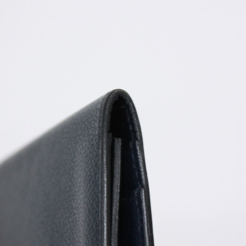 Hermes Long Wallet Evercolor Leather Navy Wallet