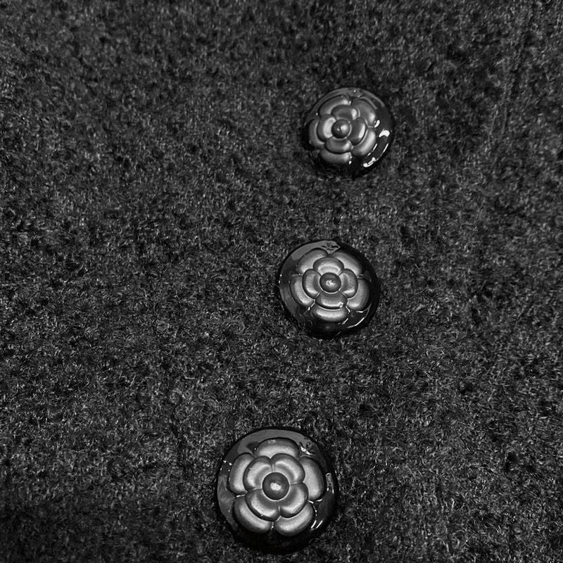 Chanel Skirt Suit Size 36 S Ladies - P36756/p36722 Black Mohair Blend W/camelia