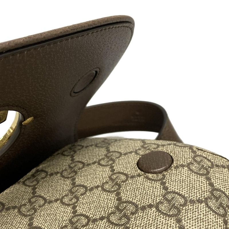 Gucci GG Supreme 703807 Beige And Dark Brown Leather