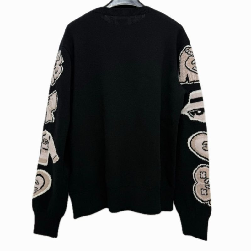Chanel Sweater Street Coco Mark Ribbon Heart P80299 Cashmere Black