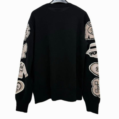 Chanel Sweater Street Coco Mark Ribbon Heart P80299 Cashmere Black