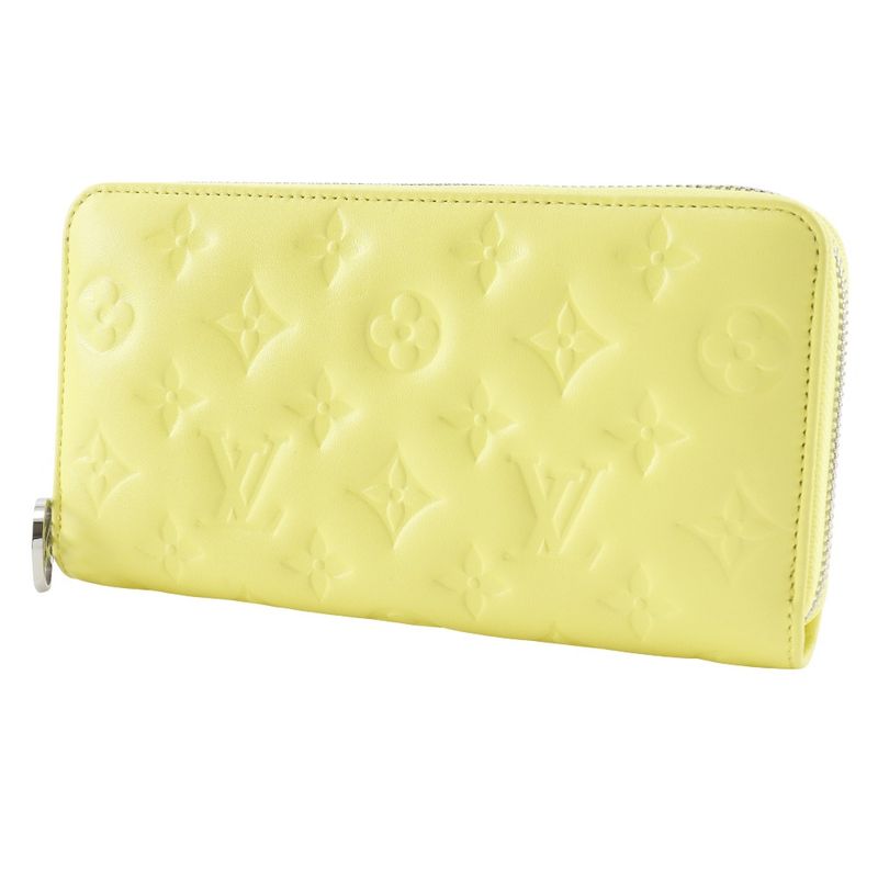 Louis Vuitton Zippy Wallet Coussin M83104 Lambskin Smiley Yellow Ladies Long