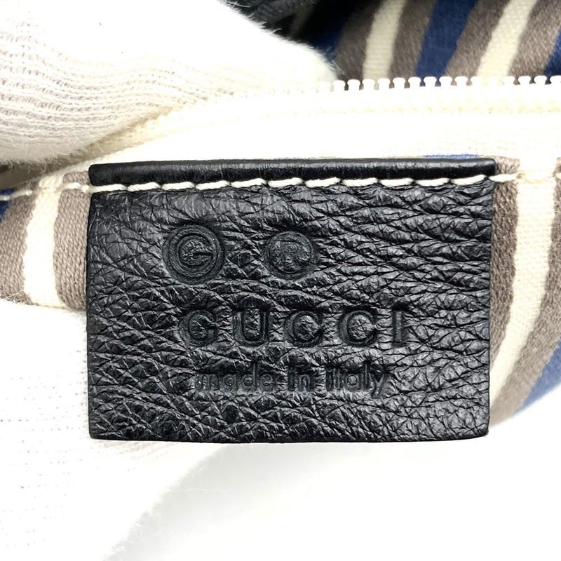 Gucci 257296 Shoulder Bag GG Nylon Leather Black Women Men