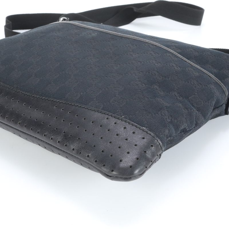 Gucci GG Canvas Perforated Leather Shoulder Bag Crossbody Messenger Business