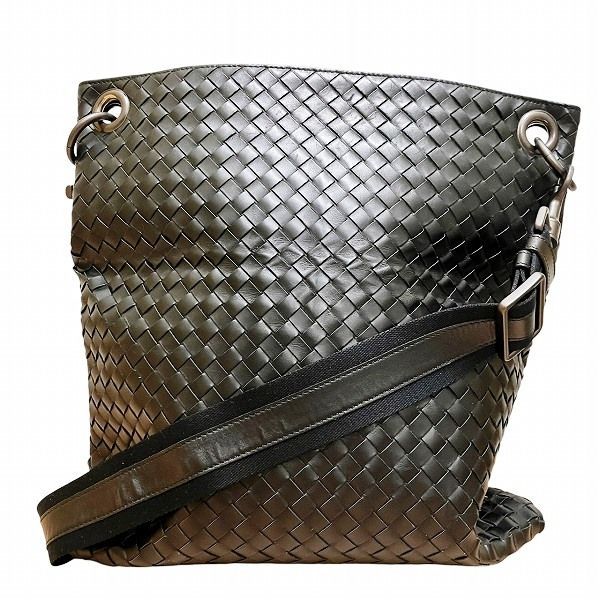 Bottega Veneta Intrecciato 161623 Black Leather Bag Shoulder Bag Unisex