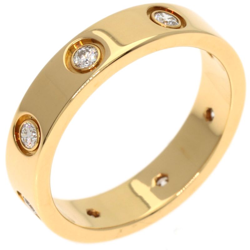 Cartier Mini Love Ring Full Diamond #48 Ring And Ring 18K Yellow Gold Ladies