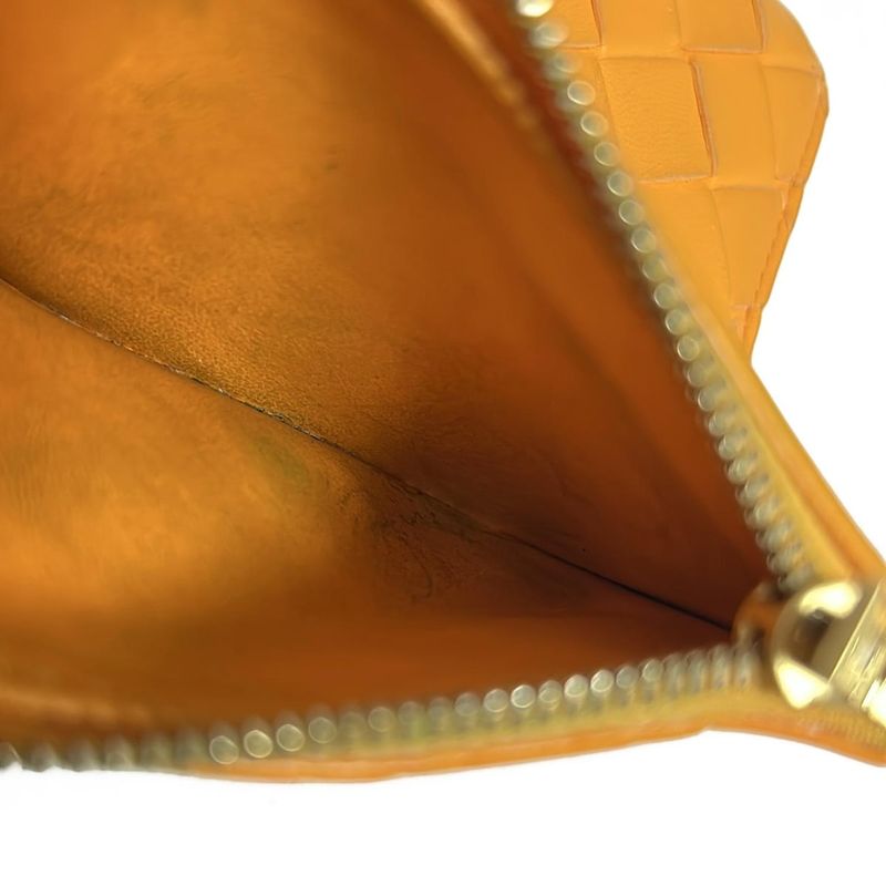 Bottega Veneta Maxi Intrecciato Orange Leather Threefold Wallet