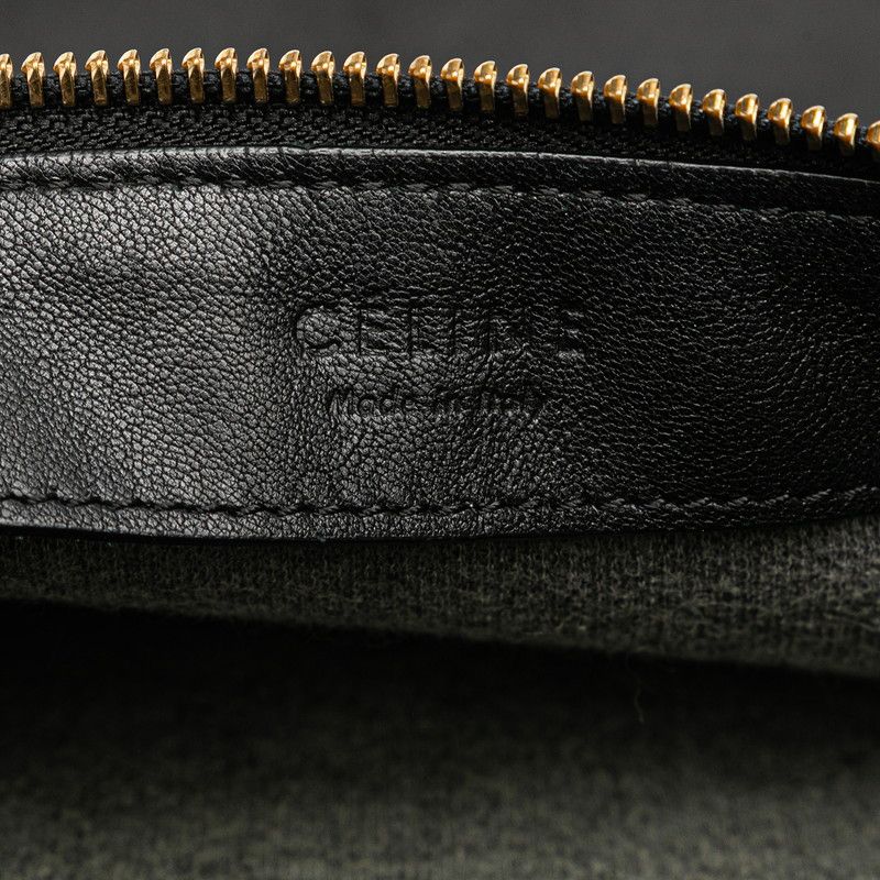 Celine Trio Large Crossbody Shoulder Bag Black Gold Hardware Leather Women's