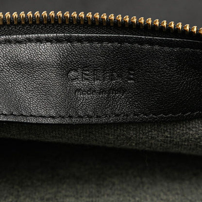 Celine Trio Large Crossbody Shoulder Bag Black Gold Hardware Leather Women's