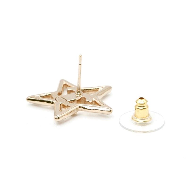 Chanel Earrings Earring Gold White Coco Mark Star