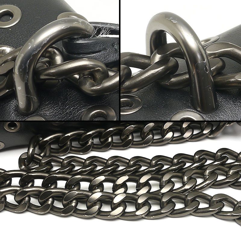 Prada Chain Shoulder Bag 1bd009 Black With Metal Punching