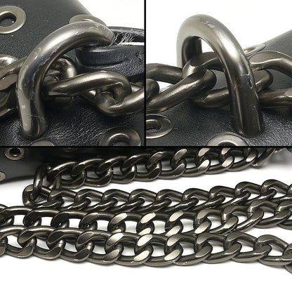 Prada Chain Shoulder Bag 1bd009 Black With Metal Punching