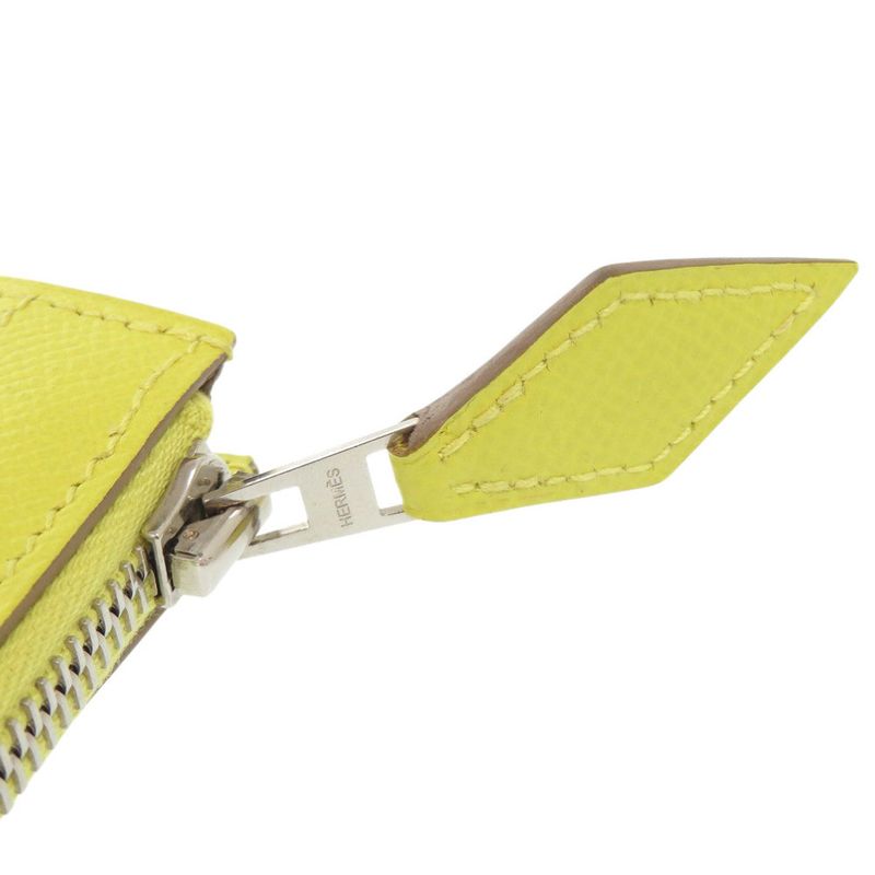 Hermes Zip Tablet Vaux Epson Lime Engraved A (2017) Yellow Clutch Bag 0062