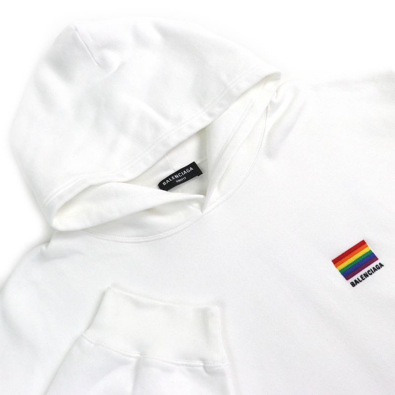 Balenciaga 21AW 651799 100% Cotton Lgbtq Logo Rainbow Embroidery Oversized