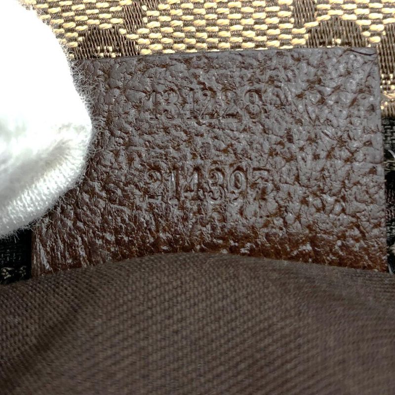 Gucci 131229 Handbag Beige And Brown GG Canvas Sherry Line Ladies Men