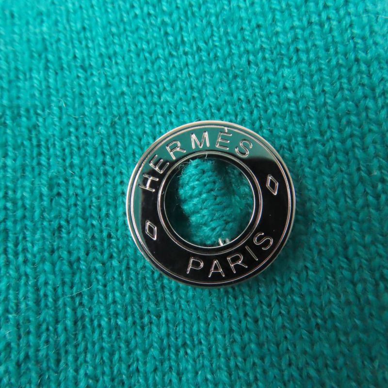 Hermes 2024 100% Cashmere Short Sleeves Short-sleeved Knit Green Tone 36 Made