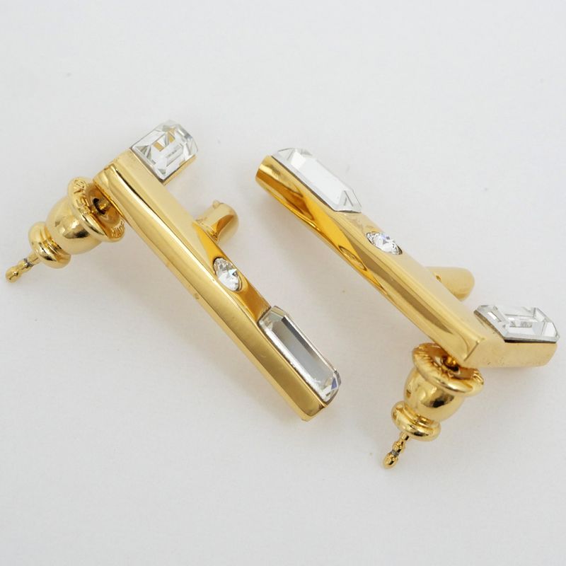 Fendi Earrings Fast Logo Brass Crystal 8ah713 Gold Women's Accessories