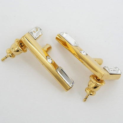 Fendi Earrings Fast Logo Brass Crystal 8ah713 Gold Women's Accessories