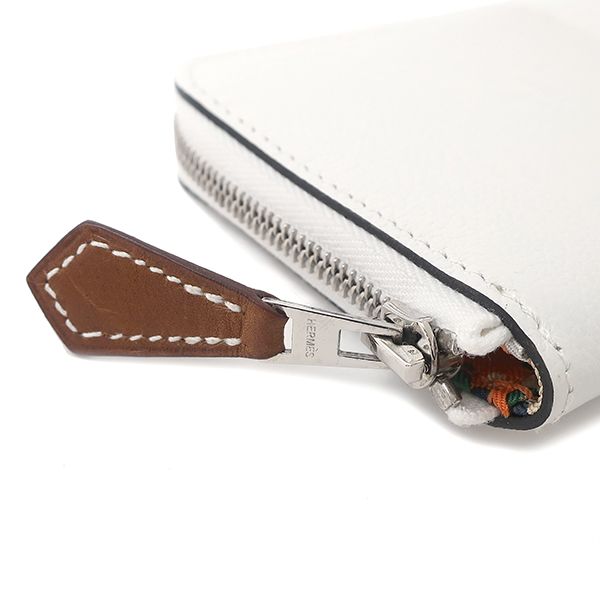 Hermes Coin Case Azap Silk Inn Mini Compact Vaux Epson New White Silver