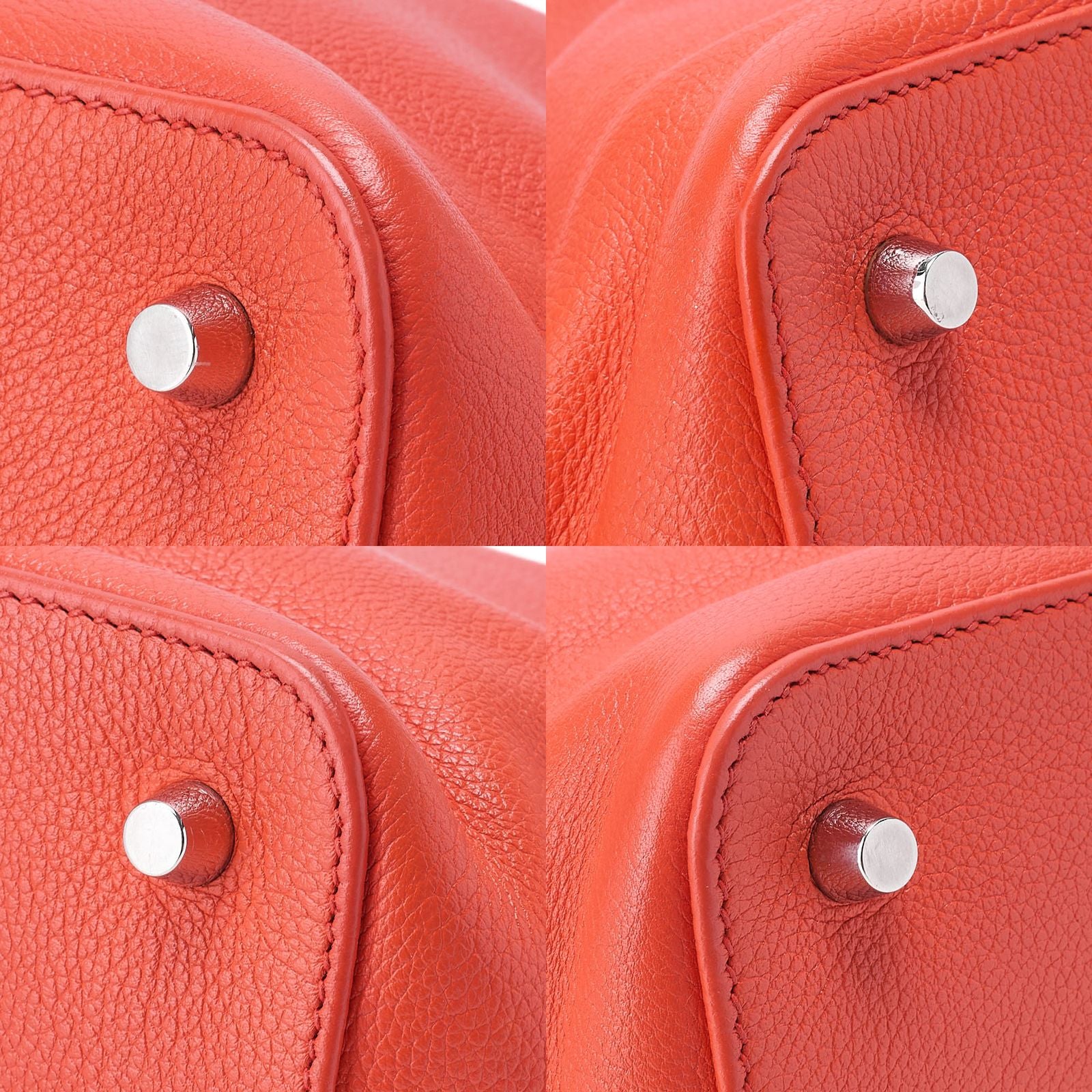 Hermes Toolbox 26 Verso Evercolor Orange Poppy X Rouge Ash Handbag With Silver