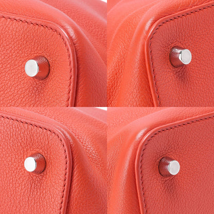 Hermes Toolbox 26 Verso Evercolor Orange Poppy X Rouge Ash Handbag With Silver