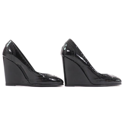 CHANEL G31216 Patent Leather Perforated Wedge Sole Pumps Black 36.5 Storage