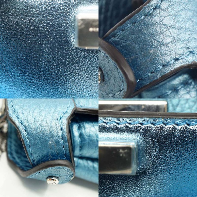Fendi Nano P-cub-leather Mini Bag Pochette Pouch Blue Series 2WAY