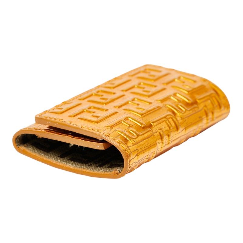 Fendi Zucchino Key Case 6-ribbon 8ap002 Orange Leather Women's Fendi