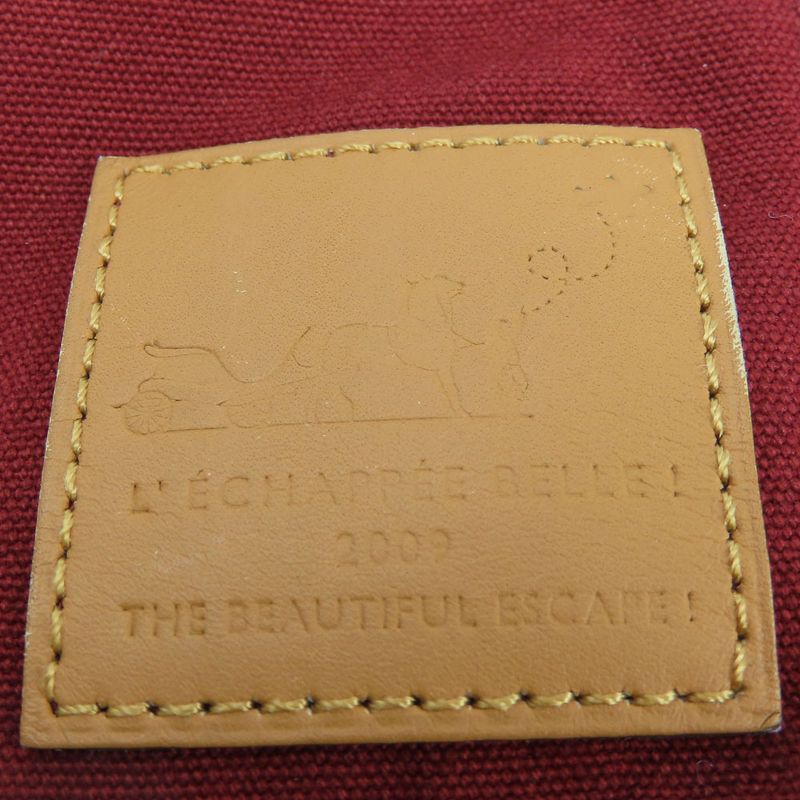 Hermes Pouch Bora Cotton Leather Bordeaux Enji Silver Hardware Flat Multi Pouch