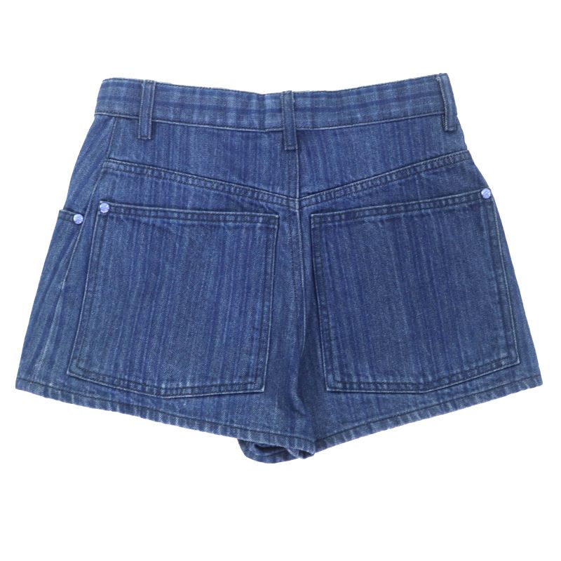 CHANEL P58731v44707 100% Cotton Short Denim Pants With Coco Mark Button Indigo
