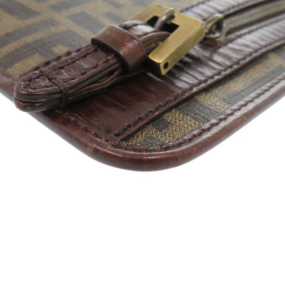 Fendi Zucca Pattern Vintage Sakosh Pvc/leather Brown Shoulder Bag 0463 Fendi