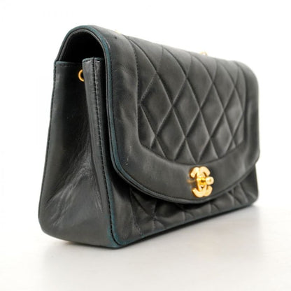 Chanel Shoulder Bag Matelasse Lambskin Black Gold Hardware Women
