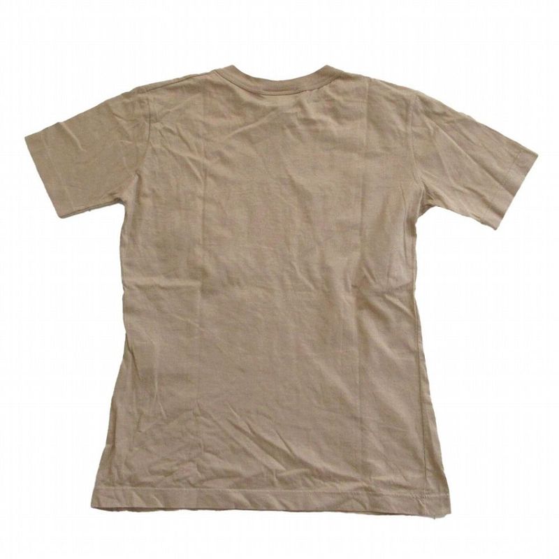 Fendi Logo Embroidery Short Sleeve T-Shirt Top Beige Size M Women's