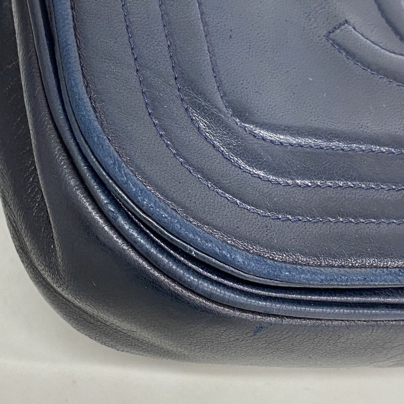 Chanel Shoulder Bag Lambskin Navy Gold Hardware Women