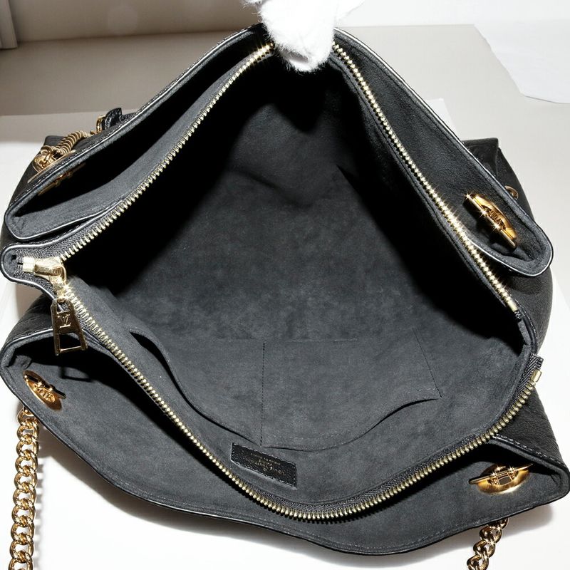 Louis Vuitton Tote Chain Shoulder Bag Monogram Empreinte Noir Black Scuff Nne