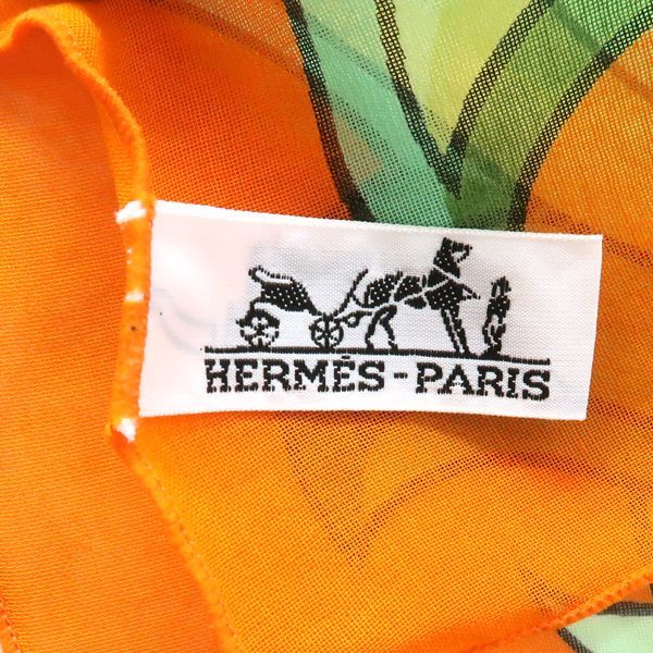 Hermes Pareo Sun Motif 100% Cotton Orange Large Shawl With Box Hermes