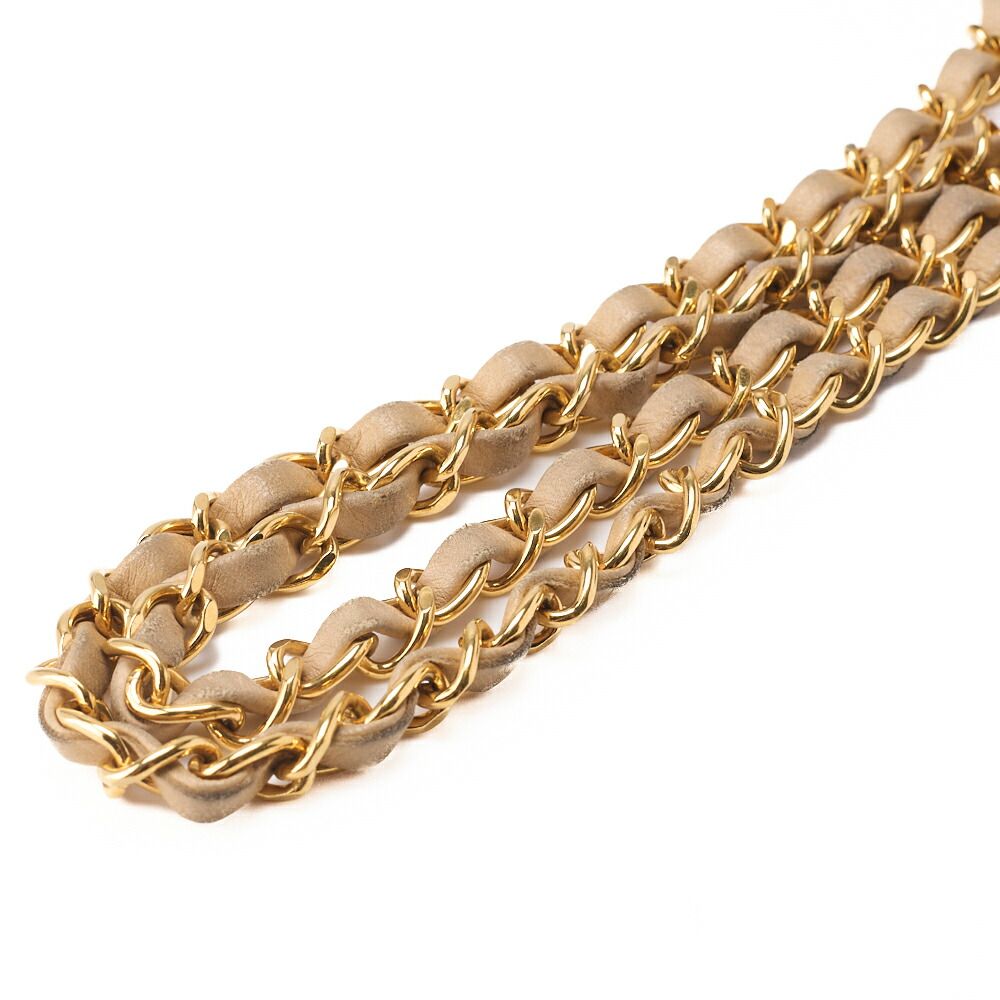 Chanel Shoulder Bag Mademoiselle Lambskin Beige And Black Gold Hardware Full