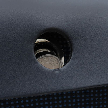 Hermes 2 Way Bag Herbag Her Bag Zip PM 31 Leather Toile Cadrille Blue Egée and