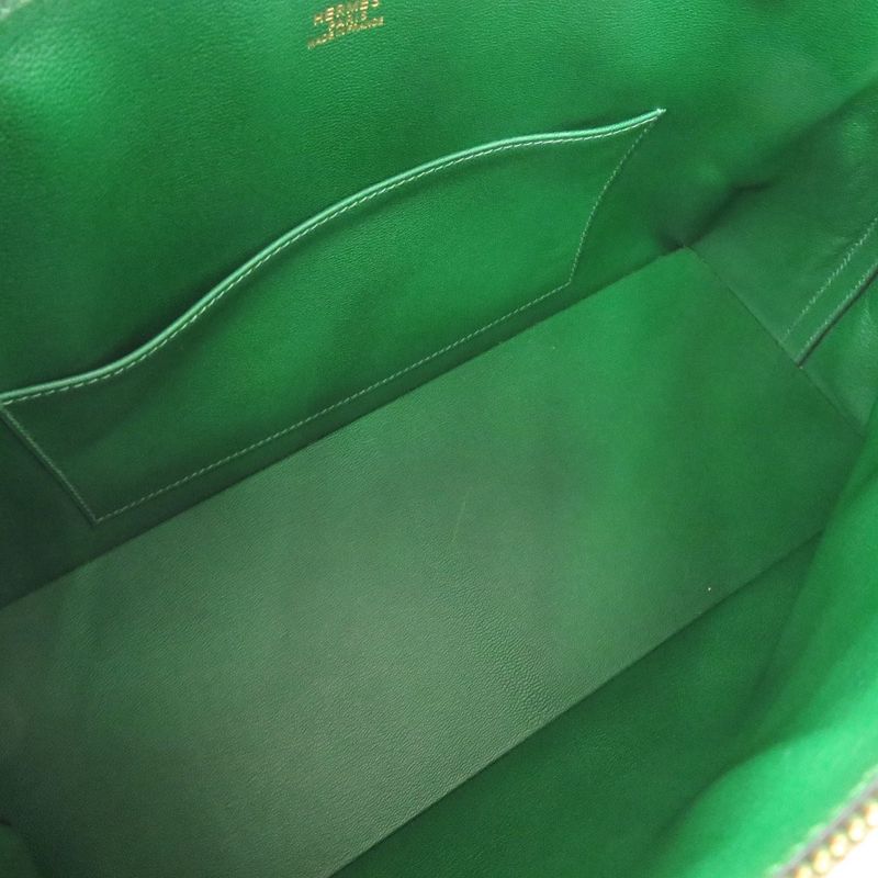 Hermes Macpherson Courchevel Vert Gold Hardware □G Engraved 2WAY Handbag Green