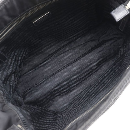 Prada Br2311 Nylon And Leather NERO Black Ladies Tote Bag