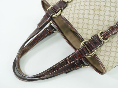 Authentic Celine Macadam Tote Handbag Canvas Beige Macadam Bag Pre-owned