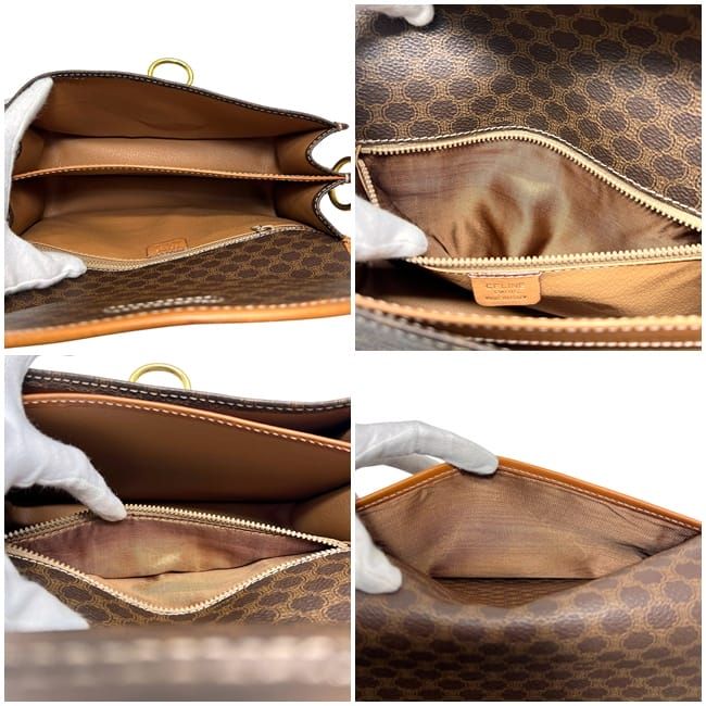 Celine Shoulder Bag Brown Beige Macadam Crossbody PVC