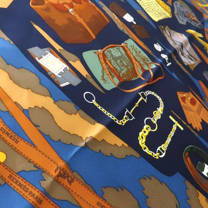 Hermes Carre 90 Monsieur ET Madame Monsieur & Madame Yellow X Blue Silk Scarf Box