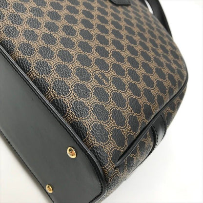 Celine Black Macadam Hand Boston Bag Brown Leather