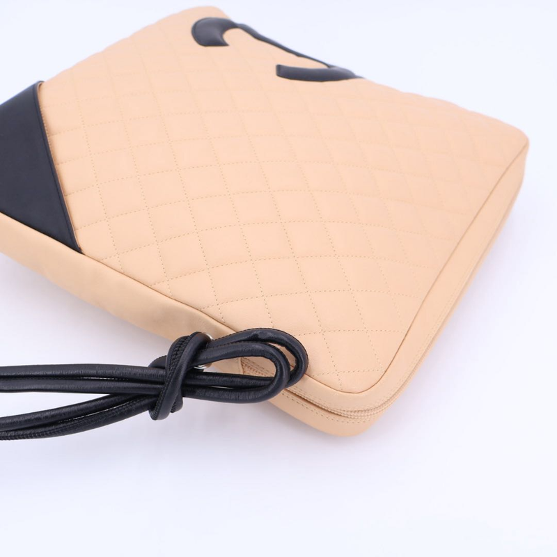 Chanel Cambon Line Large Shoulder Bag A25179 Beige Black SV